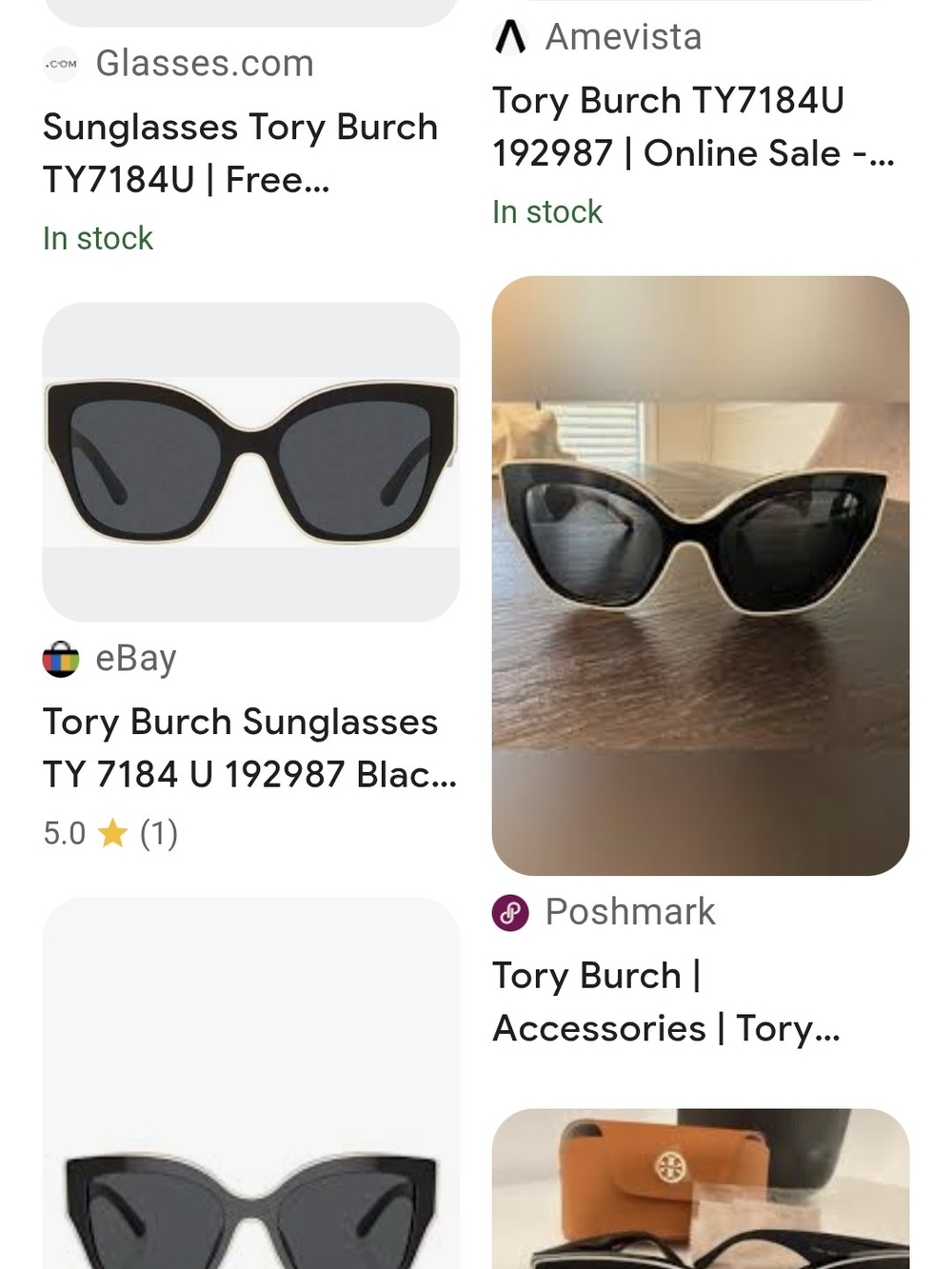Tory Burch Black Cateye Sunglasses with White Trim - Picture 6 of 7